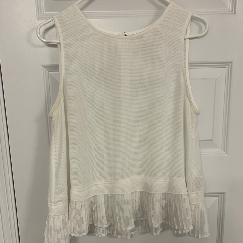 Merona Cream Ruffled Blouse with Lace Trim